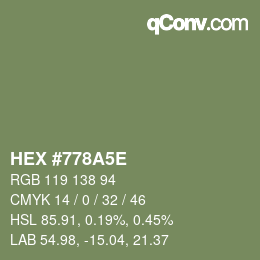 Color code: HEX #778A5E | qconv.com