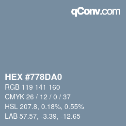 Color code: HEX #778DA0 | qconv.com
