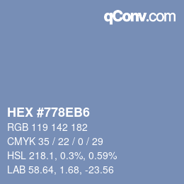 Color code: HEX #778EB6 | qconv.com