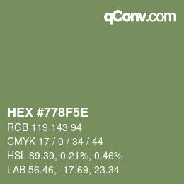 Color code: HEX #778F5E | qconv.com