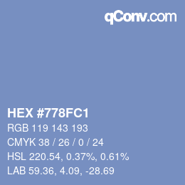 Farbcode: HEX #778FC1 | qconv.com