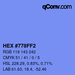 カラーコード: HEX #778FF2 | qconv.com