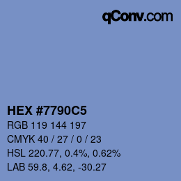 Farbcode: HEX #7790C5 | qconv.com