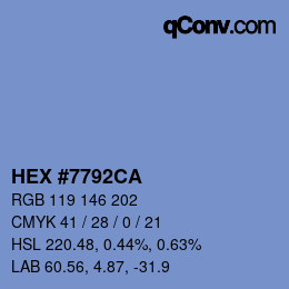 Color code: HEX #7792CA | qconv.com