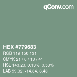 Color code: HEX #779683 | qconv.com