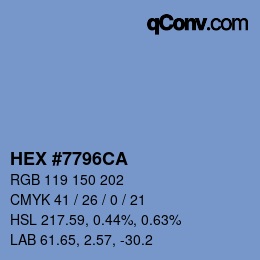 颜色代码: HEX #7796CA | qconv.com
