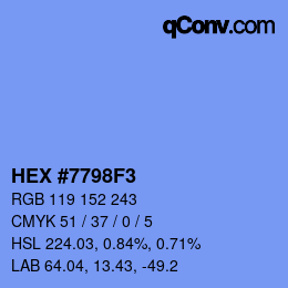 カラーコード: HEX #7798F3 | qconv.com