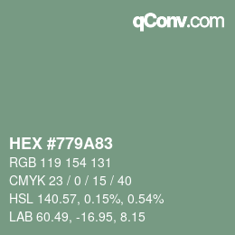 Color code: HEX #779A83 | qconv.com