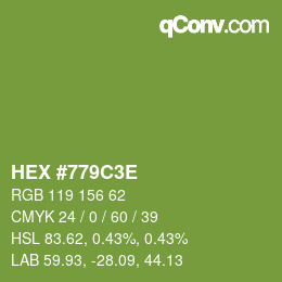 Color code: HEX #779C3E | qconv.com