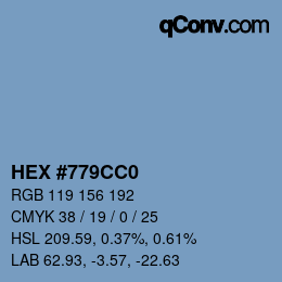 Color code: HEX #779CC0 | qconv.com