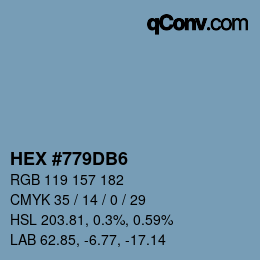颜色代码: HEX #779DB6 | qconv.com