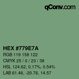 Color code: HEX #779E7A | qconv.com