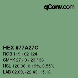 Color code: HEX #77A27C | qconv.com