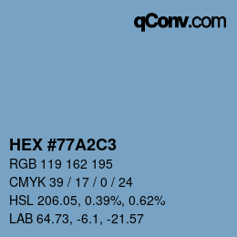 カラーコード: HEX #77A2C3 | qconv.com