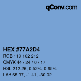 カラーコード: HEX #77A2D4 | qconv.com