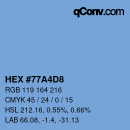 カラーコード: HEX #77A4D8 | qconv.com
