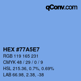 Color code: HEX #77A5E7 | qconv.com