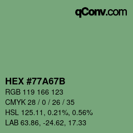 Farbcode: HEX #77A67B | qconv.com