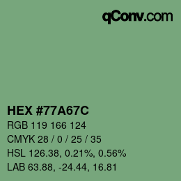 Color code: HEX #77A67C | qconv.com