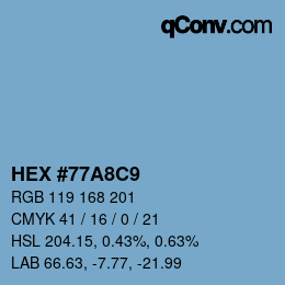 Color code: HEX #77A8C9 | qconv.com