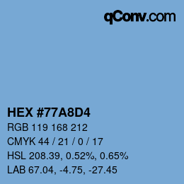 Color code: HEX #77A8D4 | qconv.com