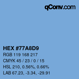 カラーコード: HEX #77A8D9 | qconv.com