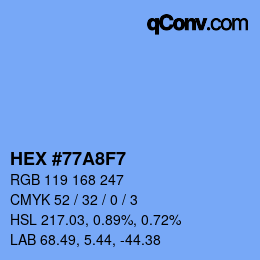 Color code: HEX #77A8F7 | qconv.com