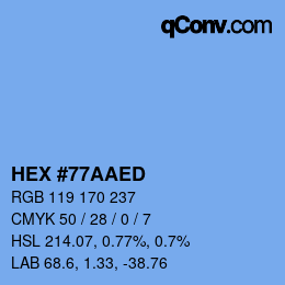 Color code: HEX #77AAED | qconv.com