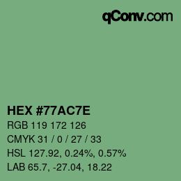 Código de color: HEX #77AC7E | qconv.com