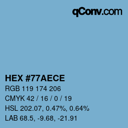 Color code: HEX #77AECE | qconv.com
