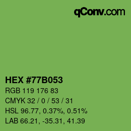 Color code: HEX #77B053 | qconv.com