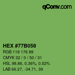 カラーコード: HEX #77B058 | qconv.com