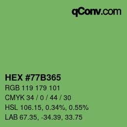 Color code: HEX #77B365 | qconv.com