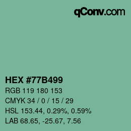 カラーコード: HEX #77B499 | qconv.com