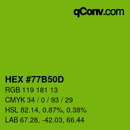 Color code: HEX #77B50D | qconv.com