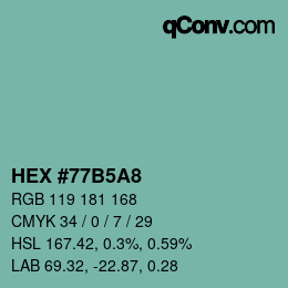 Color code: HEX #77B5A8 | qconv.com