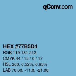 颜色代码: HEX #77B5D4 | qconv.com