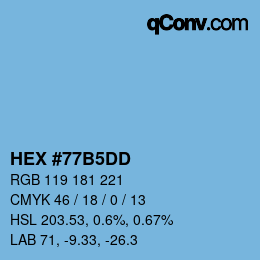 カラーコード: HEX #77B5DD | qconv.com