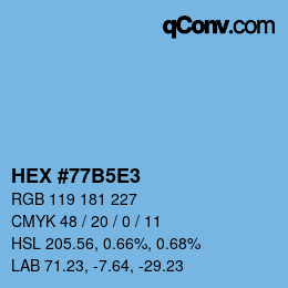 Color code: HEX #77B5E3 | qconv.com