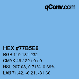 カラーコード: HEX #77B5E8 | qconv.com