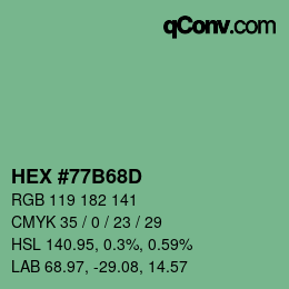 颜色代码: HEX #77B68D | qconv.com
