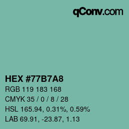 カラーコード: HEX #77B7A8 | qconv.com