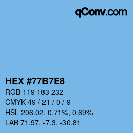 Color code: HEX #77B7E8 | qconv.com