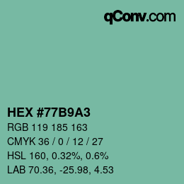 Color code: HEX #77B9A3 | qconv.com