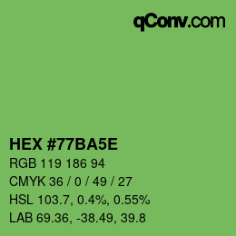Código de color: HEX #77BA5E | qconv.com
