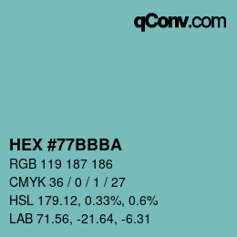 Color code: HEX #77BBBA | qconv.com