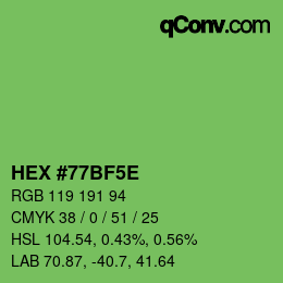 Color code: HEX #77BF5E | qconv.com