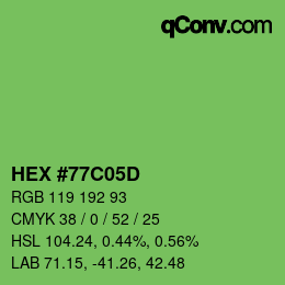 颜色代码: HEX #77C05D | qconv.com