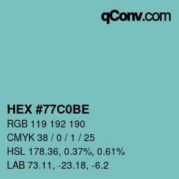 Color code: HEX #77C0BE | qconv.com