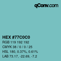 Color code: HEX #77C0C0 | qconv.com